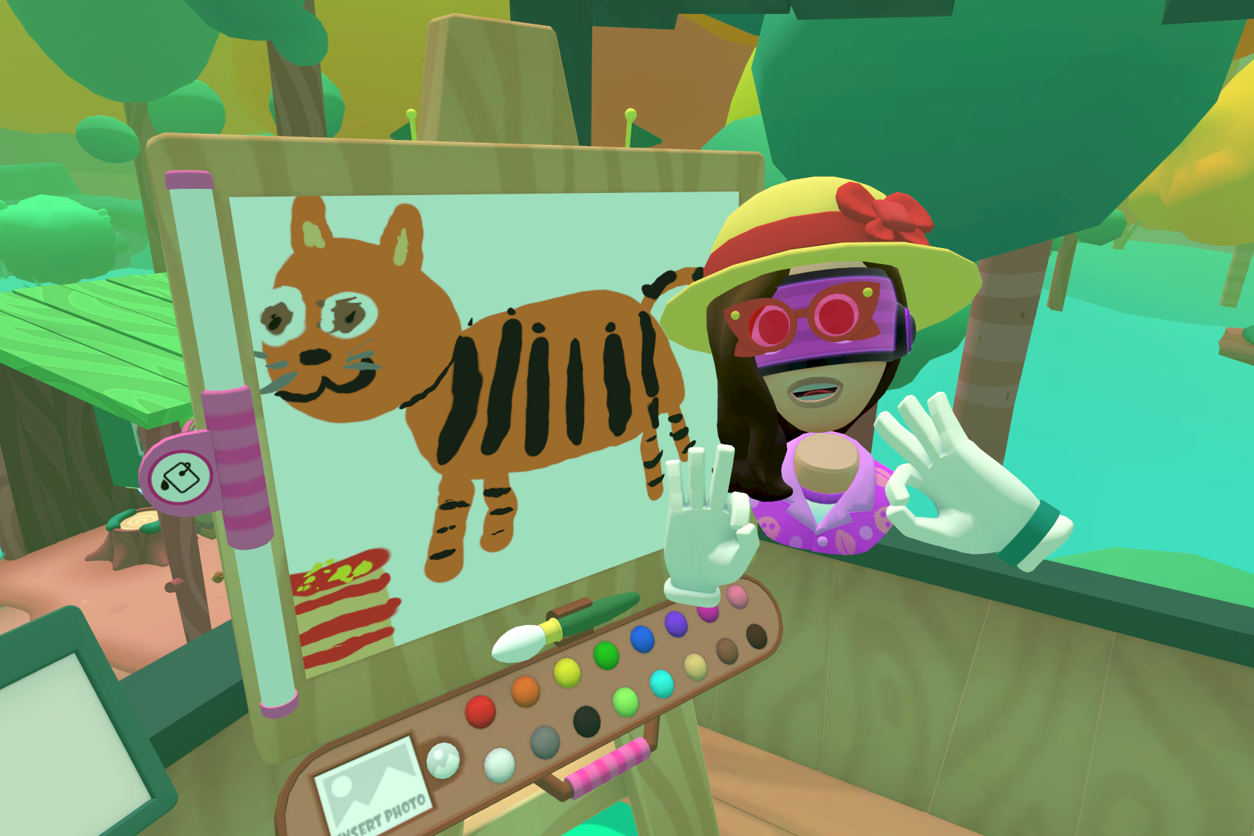 A rather interesting painting of Garfield in Vacation Simulator.
